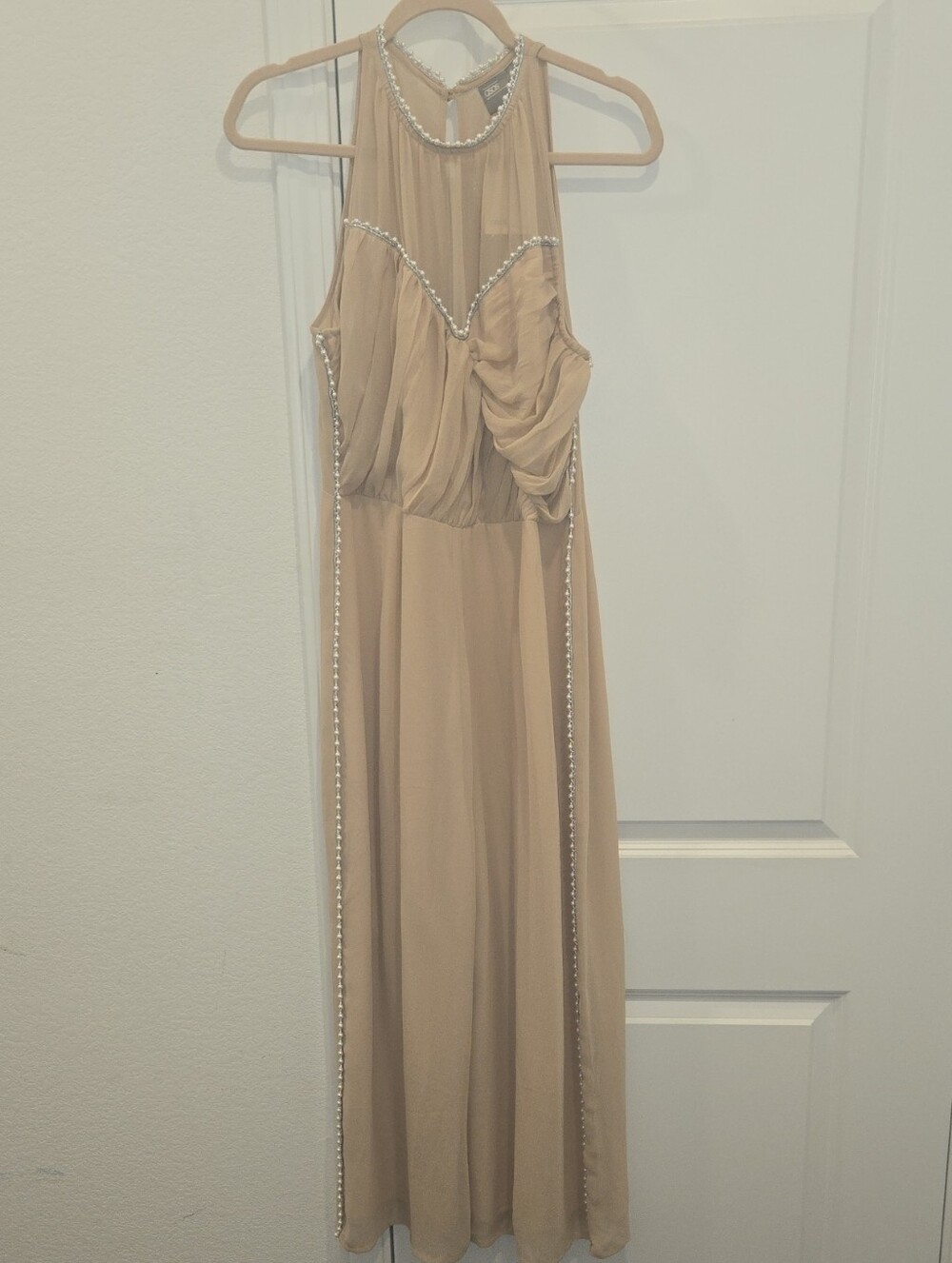 ASOS Peach Halter Jumpsuit with Beaded Trim